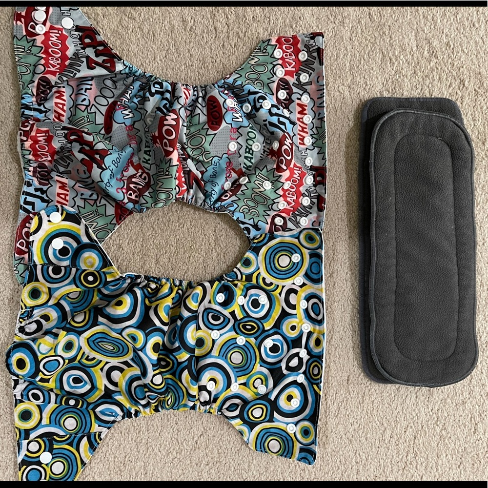 Cloth diaper covers and inserts